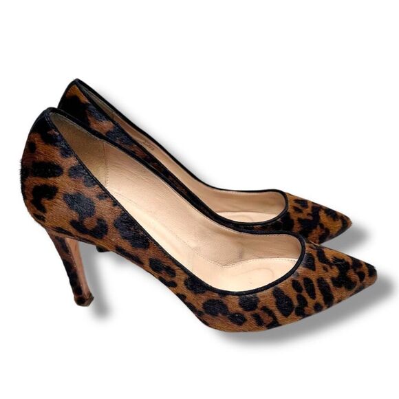 J. Crew Collection Ponyhair Hazelnut Leopard Elsie Heels Pumps Size 7.5 Italy - Picture 2 of 14